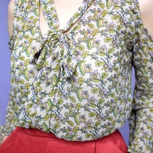 Xhilaration Tops - Floral Print Cold Shoulder Blouse Xhilaration Tops - Floral Print Cold Shoulder Blouse
